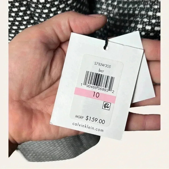 CALVIN KLEIN OPEN FRONT LONG JACKET SIZE 10 BLACK/WHITE/SILVER NWT - Picture 5 of 12